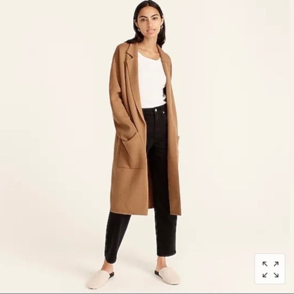 J.Crew Ella in Heather Dark Camel Open-Front Sweater Blazer Cardigan